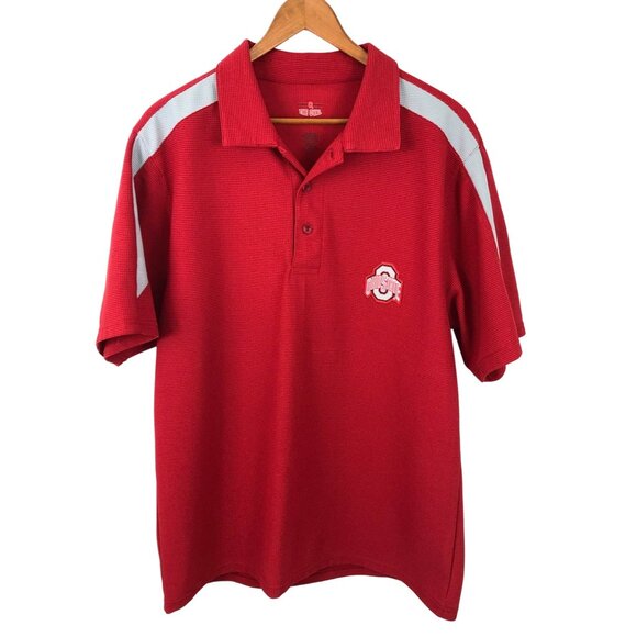 Ohio State Buckeyes Men's Size Large Red Waffle Knit Polo Shirt Campus Classics - Picture 1 of 7